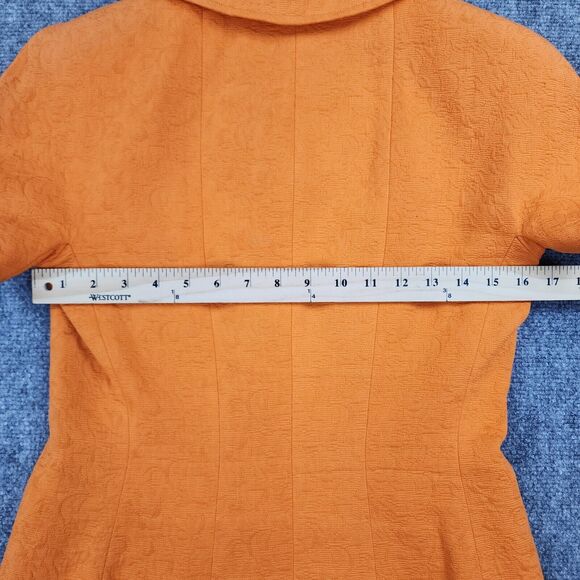 Teri Jon By Rickie Freeman Blazer Womens 4 Orange Floral Short Sleeve Career VTG - Picture 6 of 16